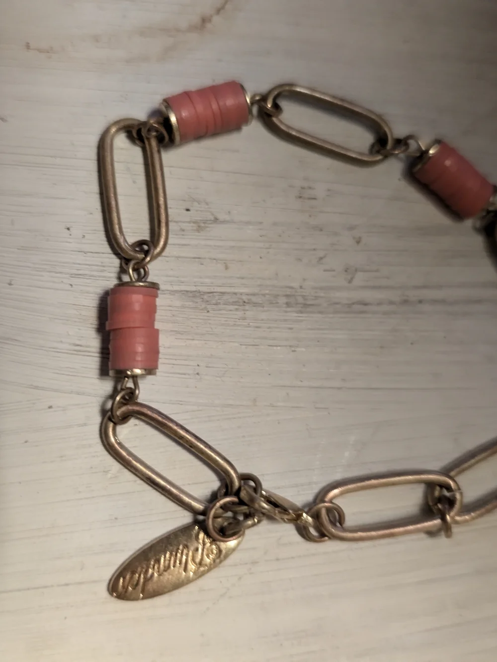 Plunder Gold-Tone Chain Bracelet with Coral Orange Discs - Picture 3 of 11